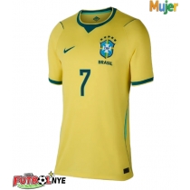 Camiseta Brasil Vinicius Junior #7 Primera Equipación para mujer Mundial 2026 manga corta